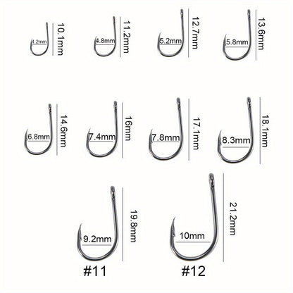 No Dink Fishing 1000-Piece J Hook Set – Sizes 3-12 Fishing Hooks