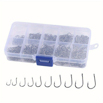 No Dink Fishing 1000-Piece J Hook Set – Sizes 3-12 Fishing Hooks