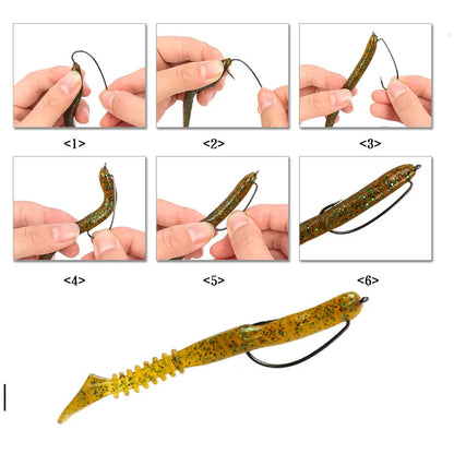 20-Piece EWG Offset Fishing Hooks - Premium Bass Worm Hooks