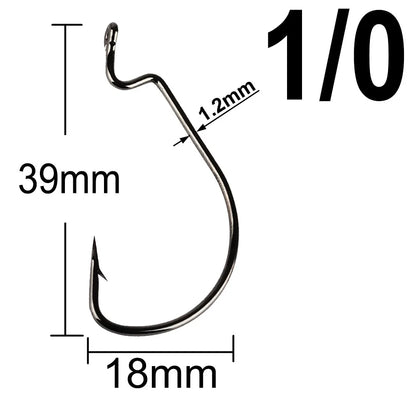 20-Piece EWG Offset Fishing Hooks - Premium Bass Worm Hooks