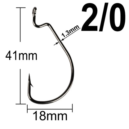 20-Piece EWG Offset Fishing Hooks - Premium Bass Worm Hooks