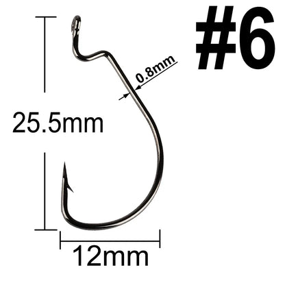 20-Piece EWG Offset Fishing Hooks - Premium Bass Worm Hooks