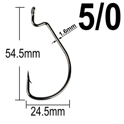20-Piece EWG Offset Fishing Hooks - Premium Bass Worm Hooks