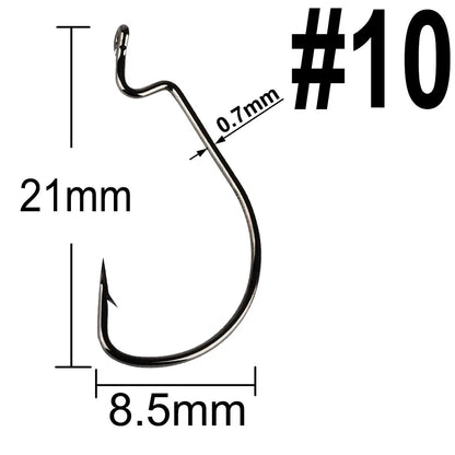 20-Piece EWG Offset Fishing Hooks - Premium Bass Worm Hooks