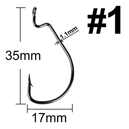 20-Piece EWG Offset Fishing Hooks - Premium Bass Worm Hooks
