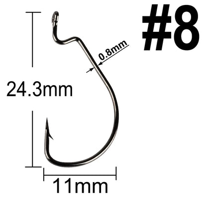 20-Piece EWG Offset Fishing Hooks - Premium Bass Worm Hooks