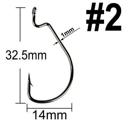 20-Piece EWG Offset Fishing Hooks - Premium Bass Worm Hooks