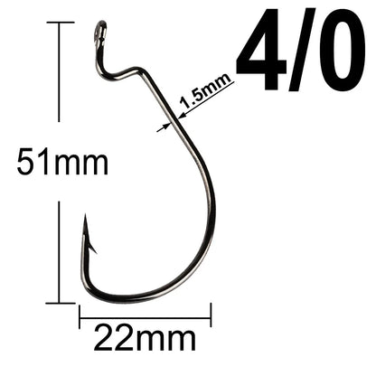 20-Piece EWG Offset Fishing Hooks - Premium Bass Worm Hooks