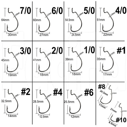 20-Piece EWG Offset Fishing Hooks - Premium Bass Worm Hooks