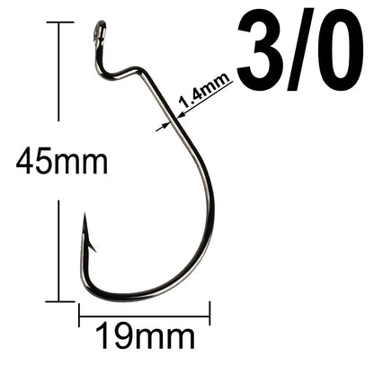 20-Piece EWG Offset Fishing Hooks - Premium Bass Worm Hooks